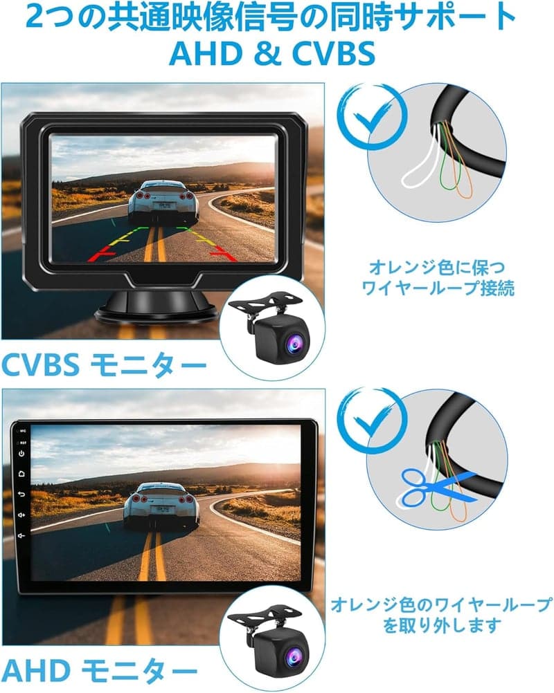 AHD 720Pバックリアカメラ | 超小型CCDセンサー | 高耐水・暗視機能付き | 汎用車両対応
