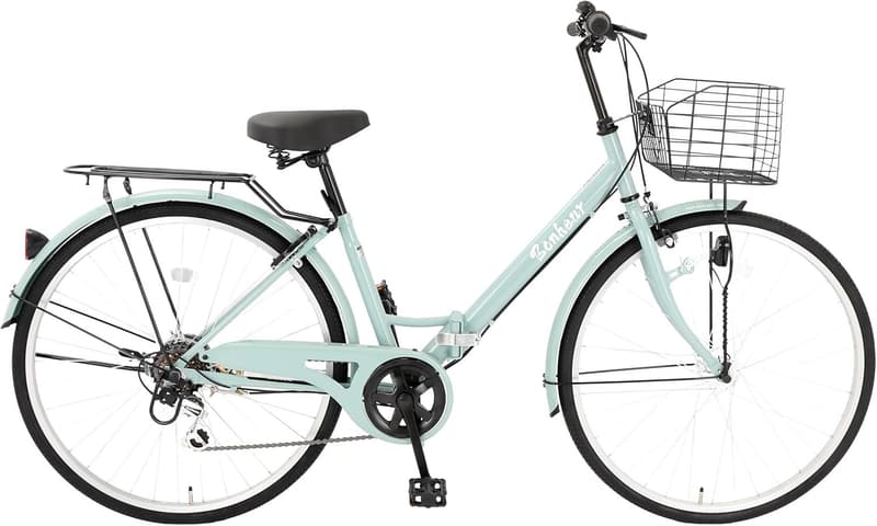 「通勤通学に最適!シマノ6段変速ママチャリ26インチ・大型カゴ・鍵付き」