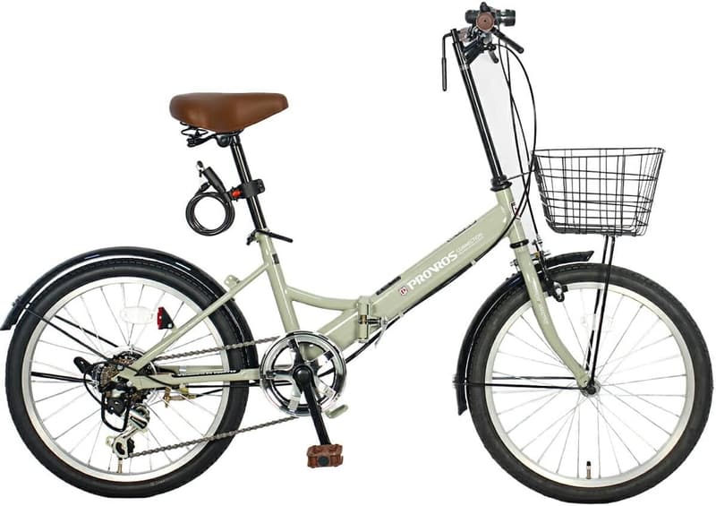 通勤通学に最適な20インチ折りたたみ自転車 シマノ6段ギア・カゴ・ライト付き【メーカー保証1年】