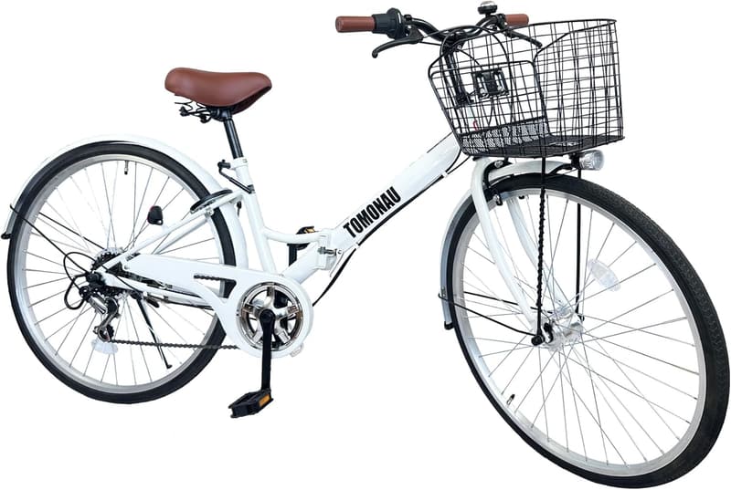 折りたたみ自転車 26インチ ママチャリ 6段変速 LEDライト付き