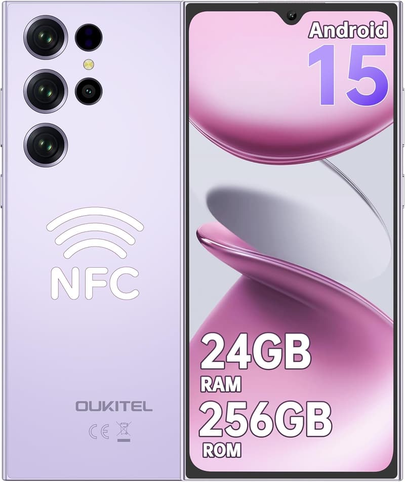 OUKITEL C61 Pro SIMフリースマホ 6.88インチ大画面 256GB ROM 90Hzリフレッシュレート 13MPカメラ 5150mAhバッテリー（パープル）
