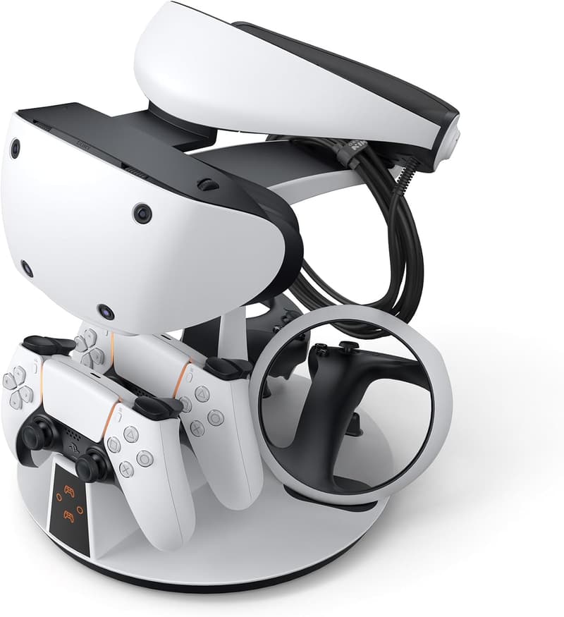 PSVR2/PS5用 3-in-1コントローラー充電ステーション LEDインジケーター付き VRスタンド