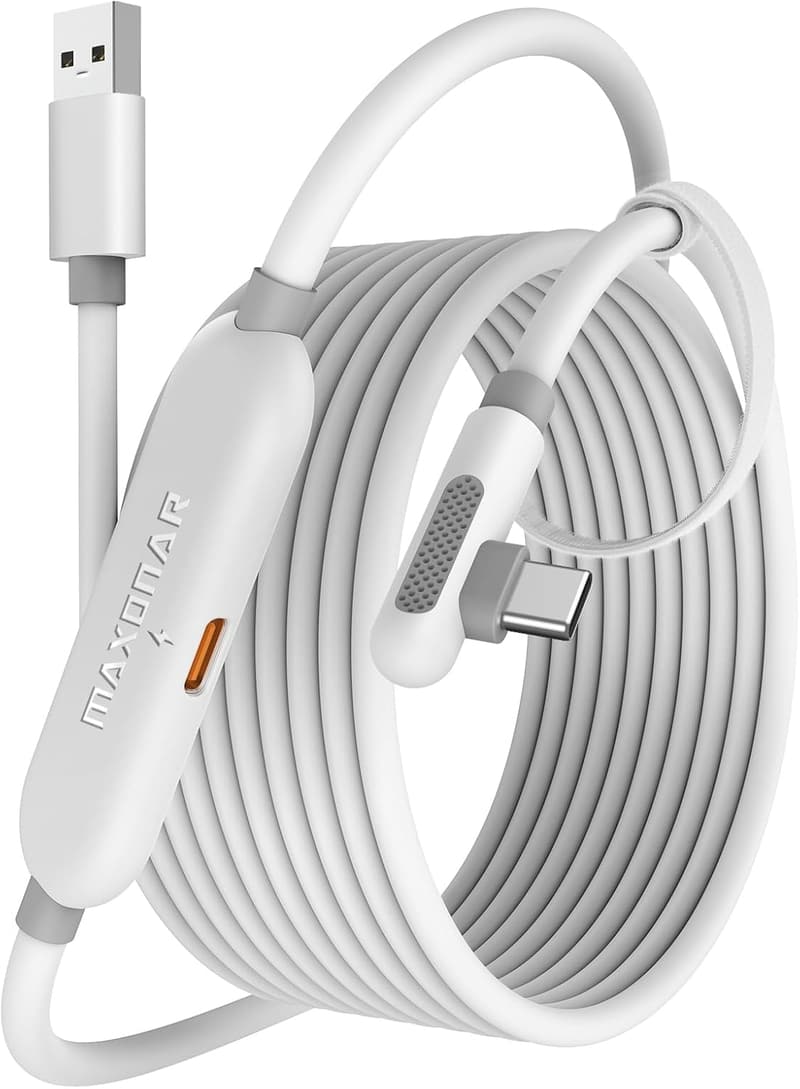 Meta Quest 3対応 5M USB-A & Type Cリンクケーブル 充電機能付き 【5Gbps高速データ移行】 ホワイト