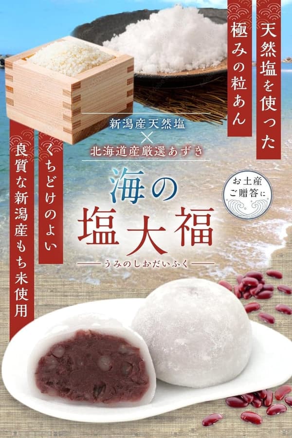 新潟産天然塩使用 塩大福 10個入り 粒あん 個包装 冷凍