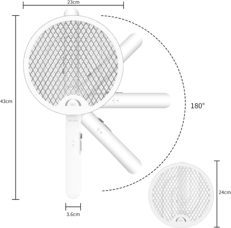 BOEN USB充電式電撃殺虫ラケット｜省エネ・4層安全ネット・屋内外使用可