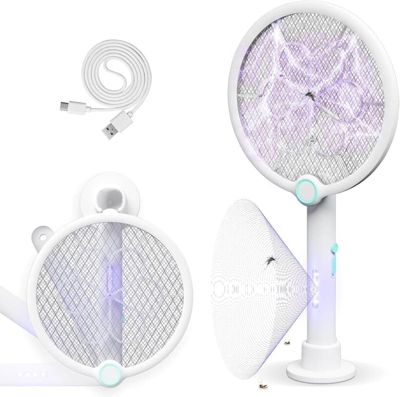 2025新型 電撃殺虫ラケット UV光源誘引式 折り畳み軽量 1800mAh USB充電 子供・ペット安心 屋内外兼用