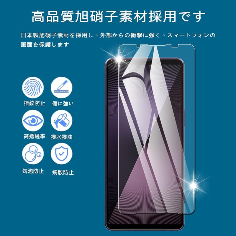 Xperia 1 VII用 ガラスフィルム2枚セット＋クリアケース1枚【旭硝子素材・ストラップホール付き】
