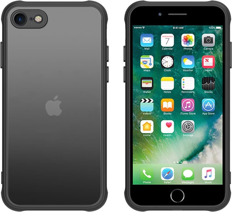 iPhone SE 第3世代・第2世代対応 耐衝撃 半透明ケース マットブラック