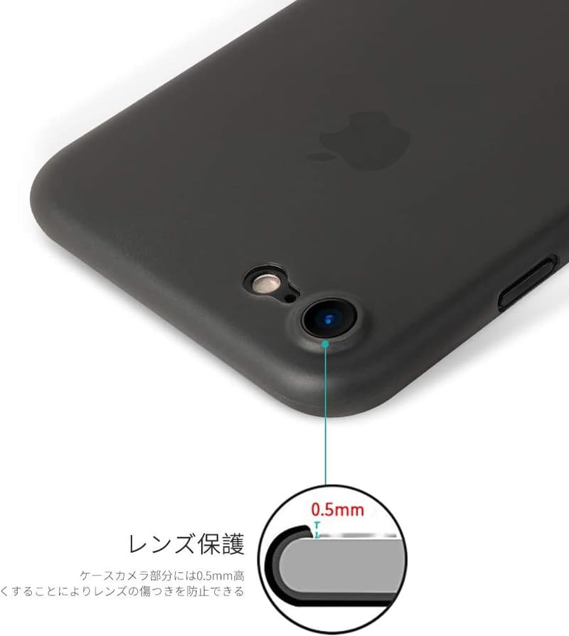 iPhone SE/8/7対応 0.3㎜極薄マットケース 指紋&傷防止 ワイヤレス充電対応