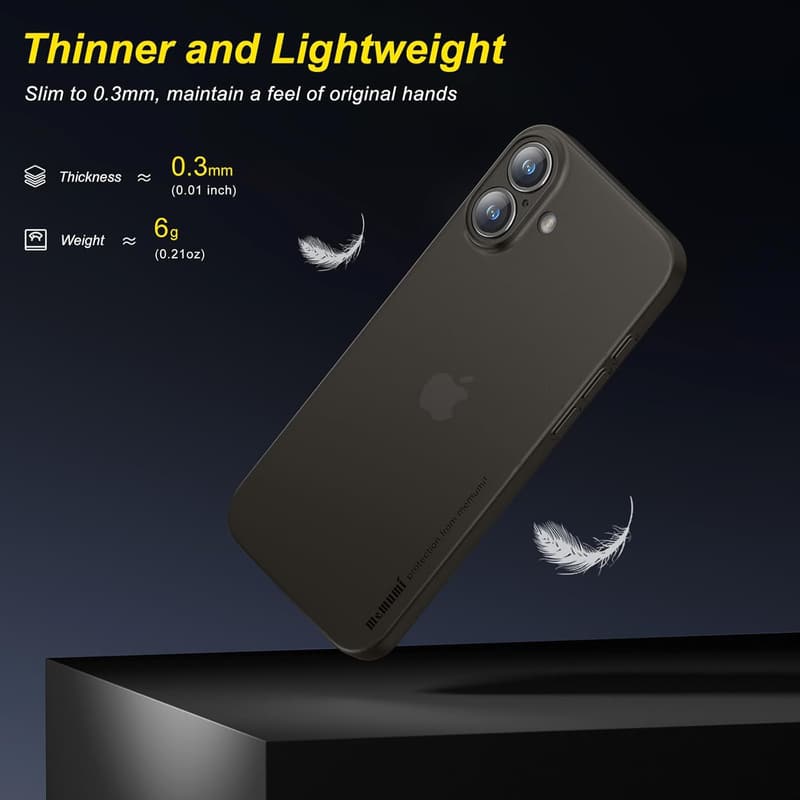 iPhone 16対応 0.3㎜極薄マット質感ケース 指紋・傷防止 워wireless充電対応