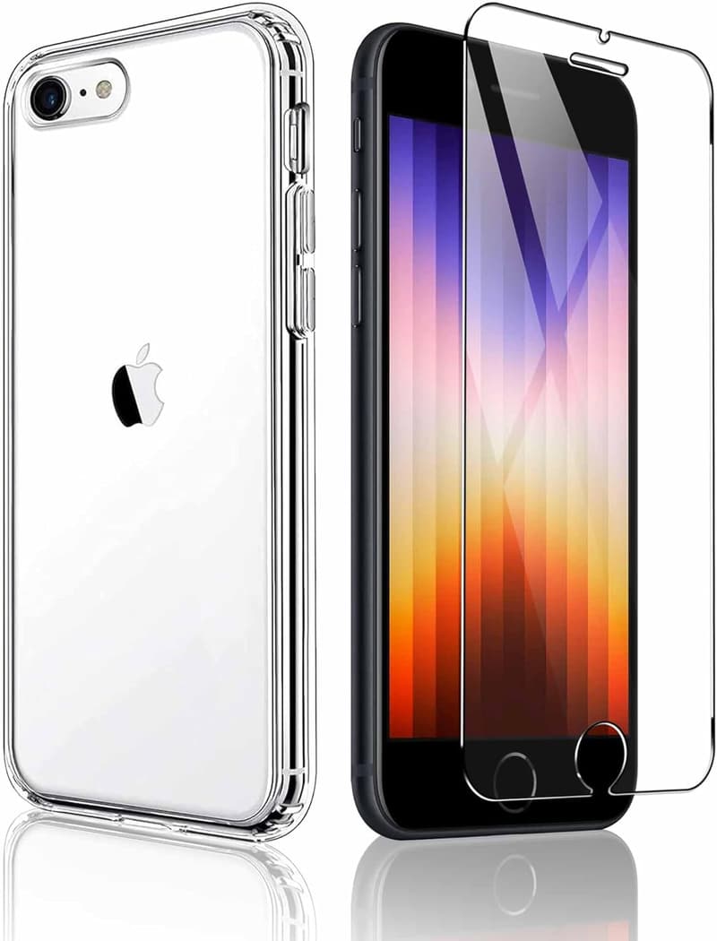 iPhone SE 第3世代/SE2/8/7 用クリアTPUケースと強化ガラスフィルムセット【軽量・高透過・米軍MIL規格耐衝撃】