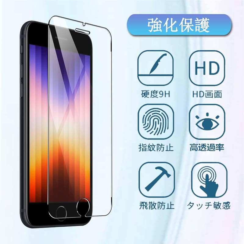 iPhone SE 第3世代/SE2/8/7 用クリアTPUケースと強化ガラスフィルムセット【軽量・高透過・米軍MIL規格耐衝撃】