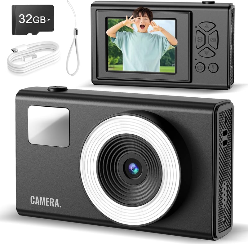 キッズ向けデジタルカメラ CIMELR UHD 4K 4400万画素 ポケットサイズ 充電式 日本語説明書付 ブラック