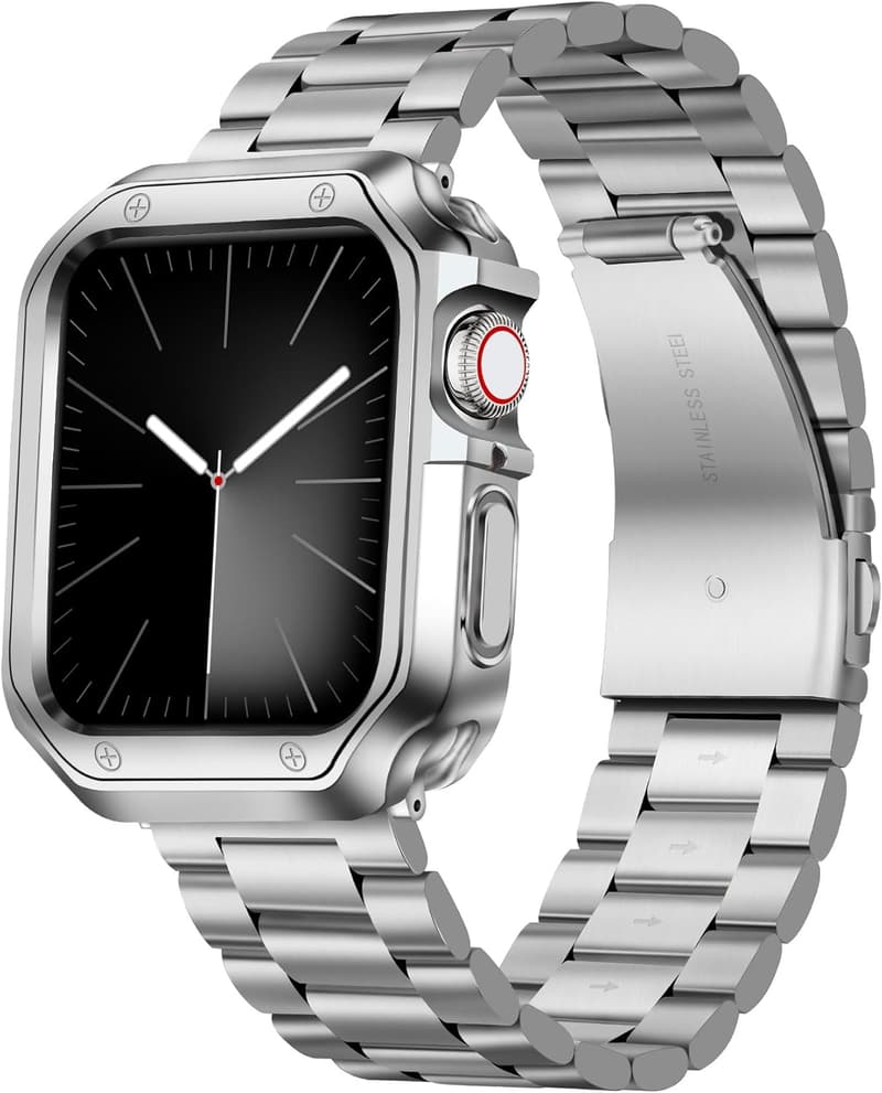 Apple Watch バンド ステンレス製 シルバー ポリッシュ 46mm/45mm/44mm/42mm/41mm/40mm/38mm