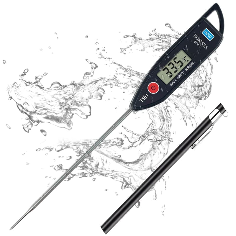防水温度計 304ステンレス製 キッチン用 LCD大画面 速読3~6秒 ホールド機能付き T101A
