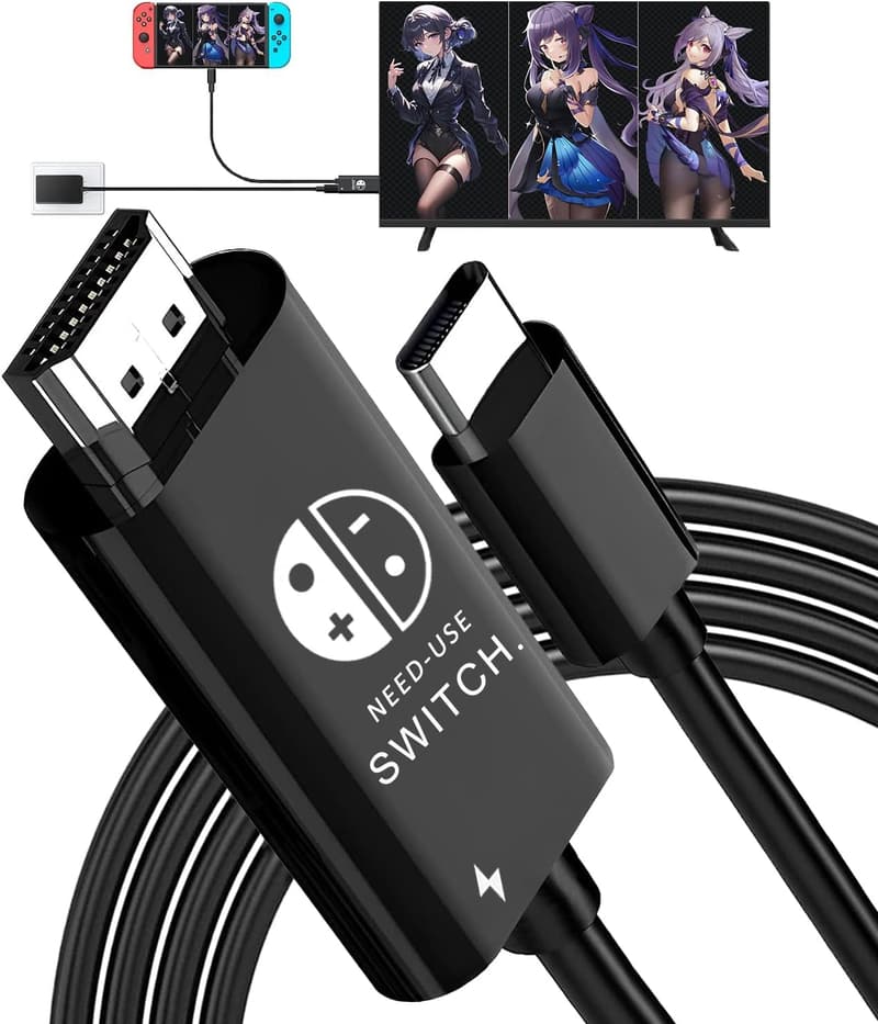 Switch ドック HDMI変換 4K/1080P出力 PD充電機能 小型2m ブラック