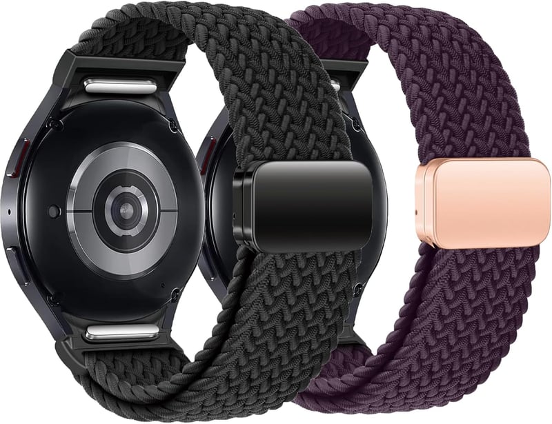 ワンタッチ編み込みマグネットバンド 2枚入り｜Galaxy Watch 7/6/5/4 コンパチブル｜ブラック・チェリー