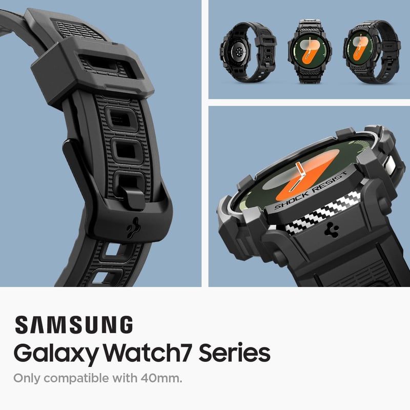 Galaxy Watch 7 40mm 用 耐衝撃スポーツバンド（マットブラック）体組成測定機能付き