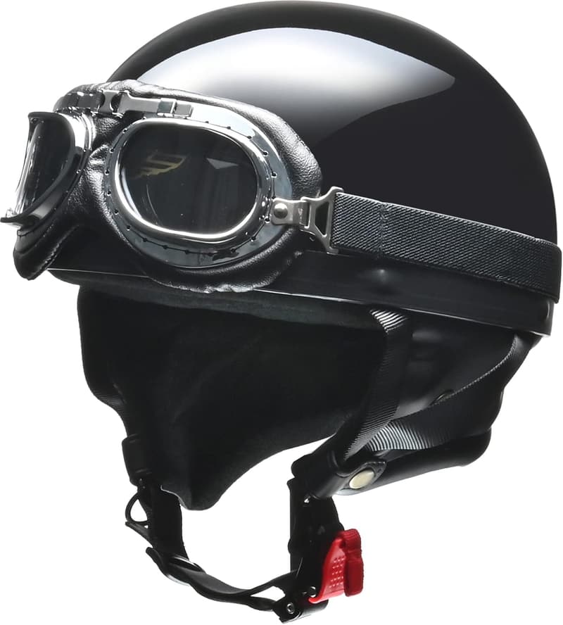 バイク用ビンテージハーフヘルメット ブラック フリーサイズ 57~60cm