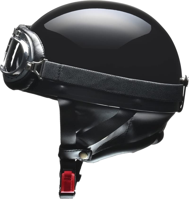 バイク用ビンテージハーフヘルメット ブラック フリーサイズ 57~60cm
