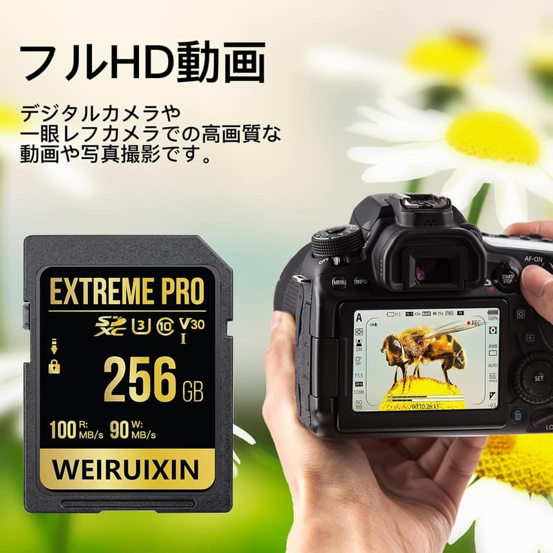 256GB SDカード 4K動画対応 高速転送100MB/s 耐温度・防水・耐磁・静電耐性 日本国内10年保証