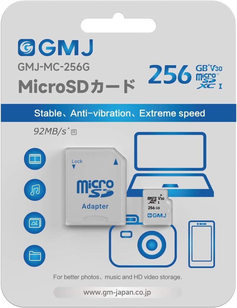 256GB マイクロSDカード（アダプター付）高速転送 92MB/S Switch動作確認済み A2 U3 V30 C10 4K UHD対応