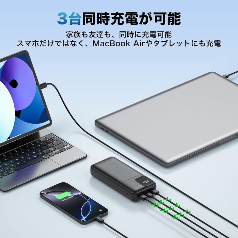 災害時に役立つ 50000mAh モバイルバッテリー 軽量・小型・急速充電対応 PSE認証済