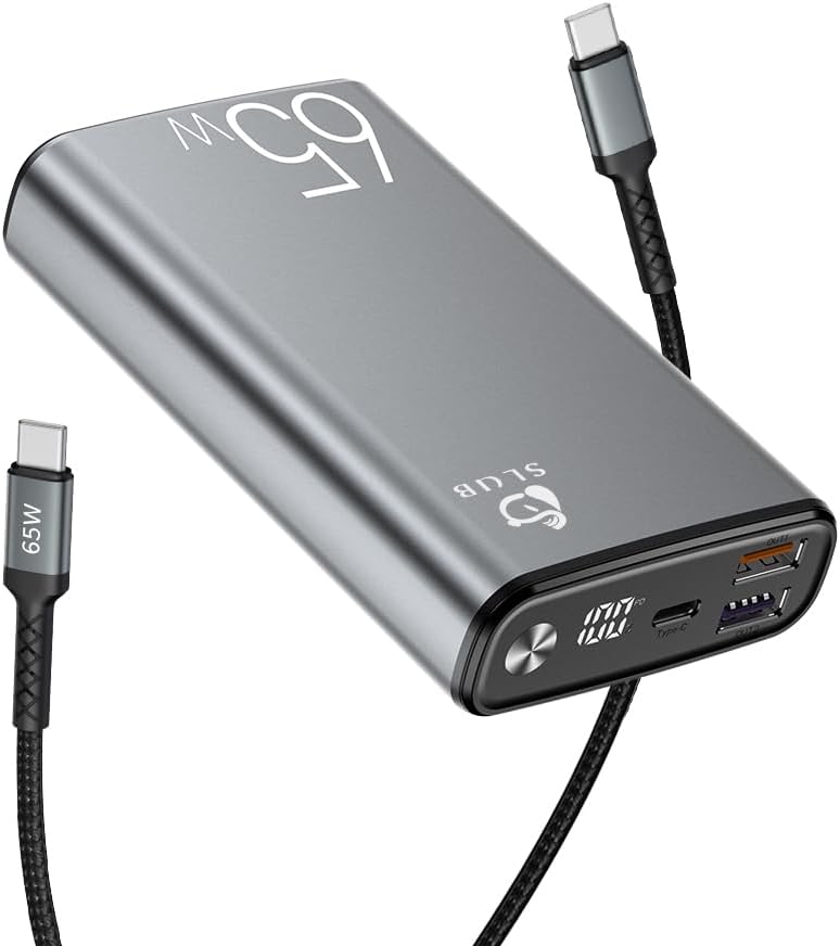 大容量20000mAhモバイルバッテリー PD65W急速充電対応 3台同時充電 LCD残量表示【PSE認証済】iPhone/iPad/Android対応（銀色）