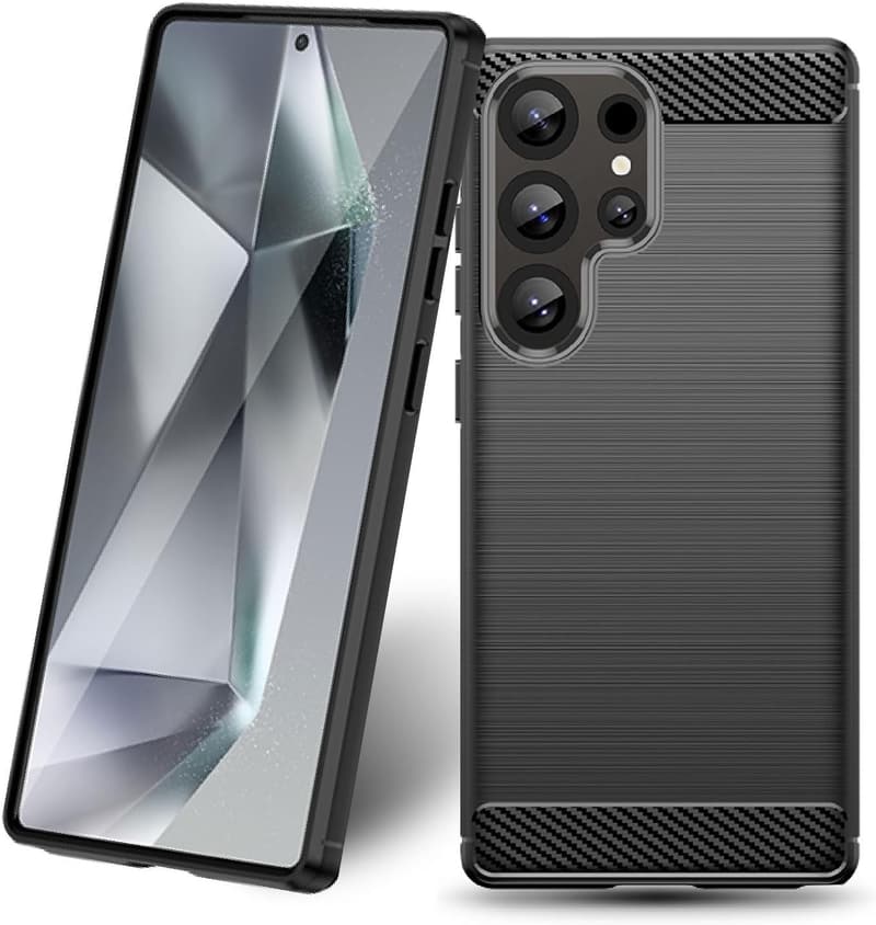 Galaxy S25 Ultra用炭素繊維保護ケース 薄型 軽量 耐衝撃 ワイヤレス充電対応