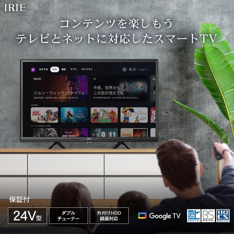 24型テレビ 音声検索対応・Wチューナー・HDD録画機能付き FFF IRIE