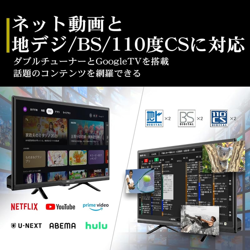 24型テレビ 音声検索対応・Wチューナー・HDD録画機能付き FFF IRIE