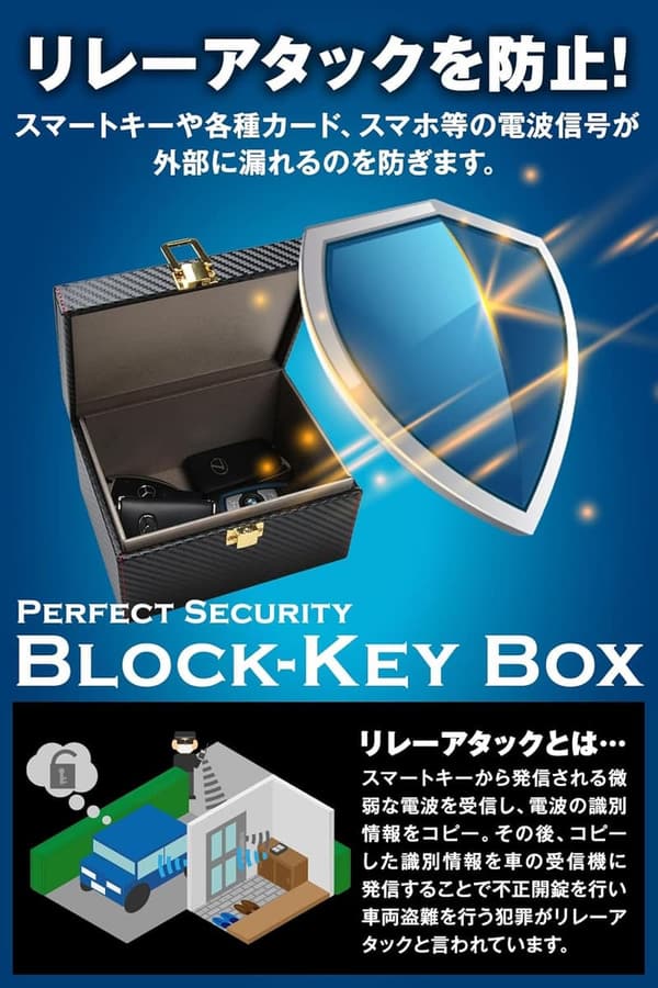 リレーアタック防止 キーケース スマートキー対応 3Dカーボン製 防犯グッズ