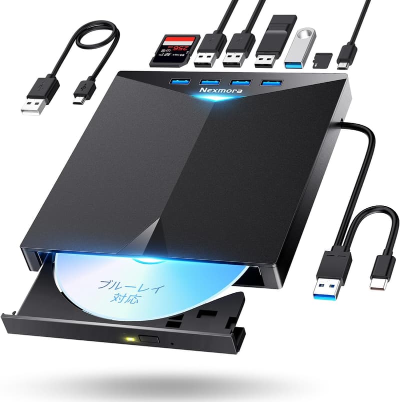 外付けブルーレイドライブ USB3.0＆Type-C接続 薄型・軽量 BDドライブ Windows/Mac対応 2025年モデル