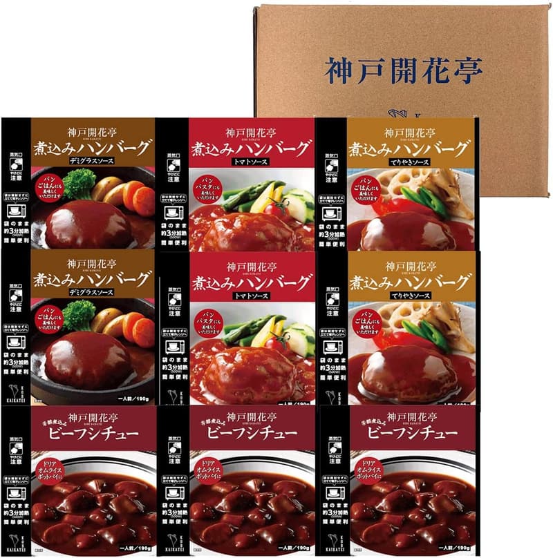 自宅用 煮込みハンバーグ・ビーフシチュー 4種9個セット 常温保存