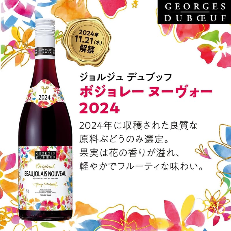 ボジョレー ヌーヴォー 2024 フレッシュ&フルーティー 赤ワイン 750ml