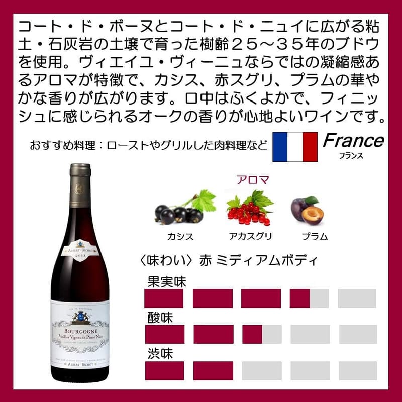 ブルゴーニュ ピノ・ノワール ヴィエイユ・ヴィーニュ 750ml【赤ワイン】