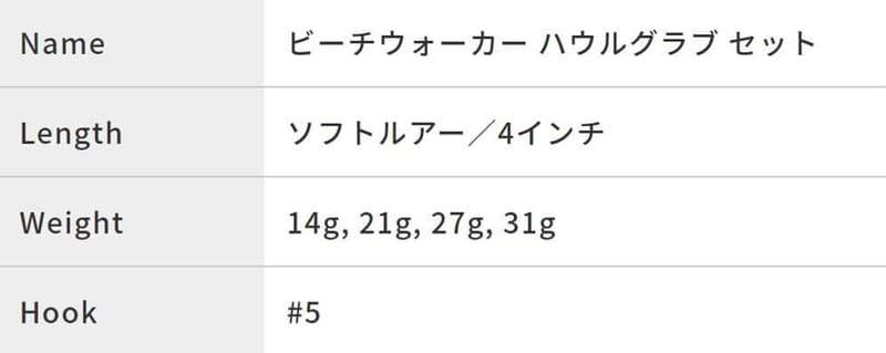 ビーチウォーカー用デュオ ハウルグラブセット 4インチ (14g/21g/27g/31g)