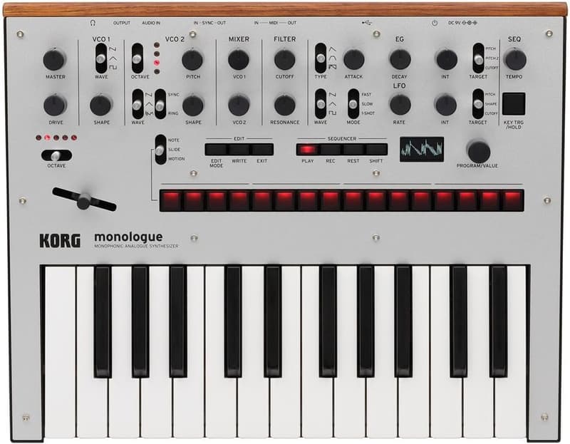 モノフォニックアナログシンセサイザー KORG monologue SV シルバー 25鍵 軽量電池駆動