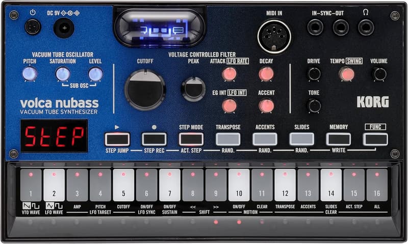 KORG volca nubass シンセサイザー ベースマシン Nutube搭載 16ステップシーケンサー 充電不要コンパクト