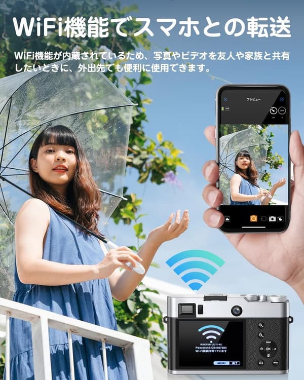デジタルカメラ 4800万画素 レトロデザイン 自撮り対応 初心者向け 32GBメモリカード付き