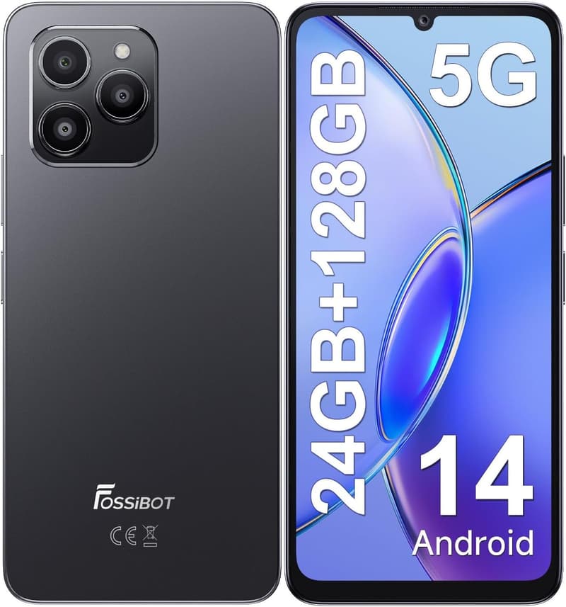 FOSSiBOT S1 5G スマートフォン SIMフリー 24GB+128GB/1TB拡張 オクタコア 6.745インチHD+ 大画面 4900mAhバッテリー 50MP+8MPデュアルカメラ グローバルバージョン(グレー)