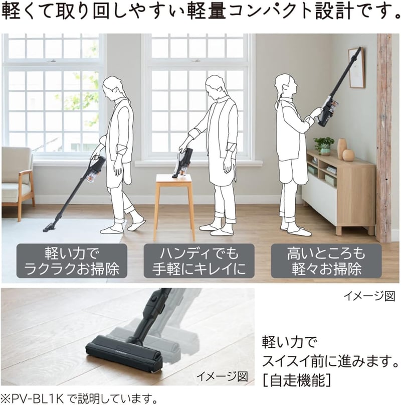 新生活に最適！軽量・強吸引の日本製コードレス掃除機 PV-BL1A1 W ホワイト