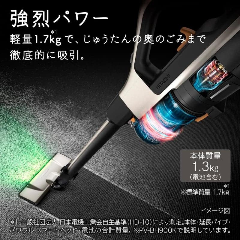 コードレススティッククリーナー 日立 パワーブーストサイクロン 軽量 自走式 日本製 ライトゴールド