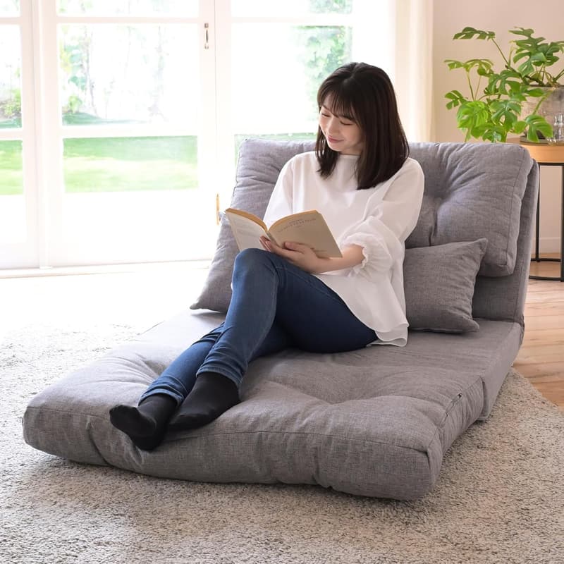 一人暮らし向け 日本製 3WAYリクライニングソファベッド 幅90cm グレー