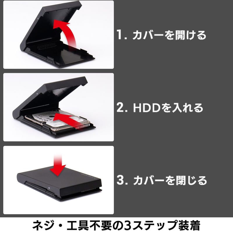 ポータブル Type-C 外付けHDD/SSDケース USB3.2 Gen1対応【Windows/mac/PS4/テレビ録画用】