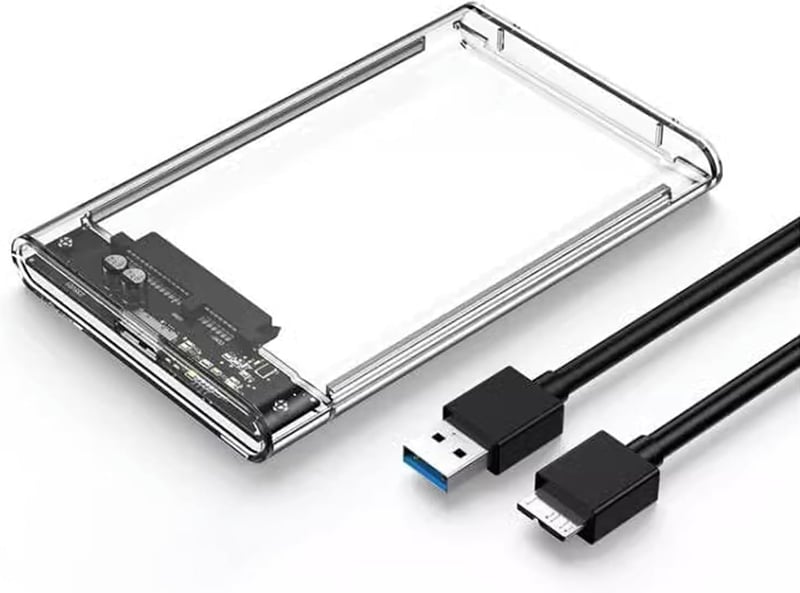 USB 3.0対応 2.5インチ HDDケース 透明タイプ SATAポート用 ケーブル付属
