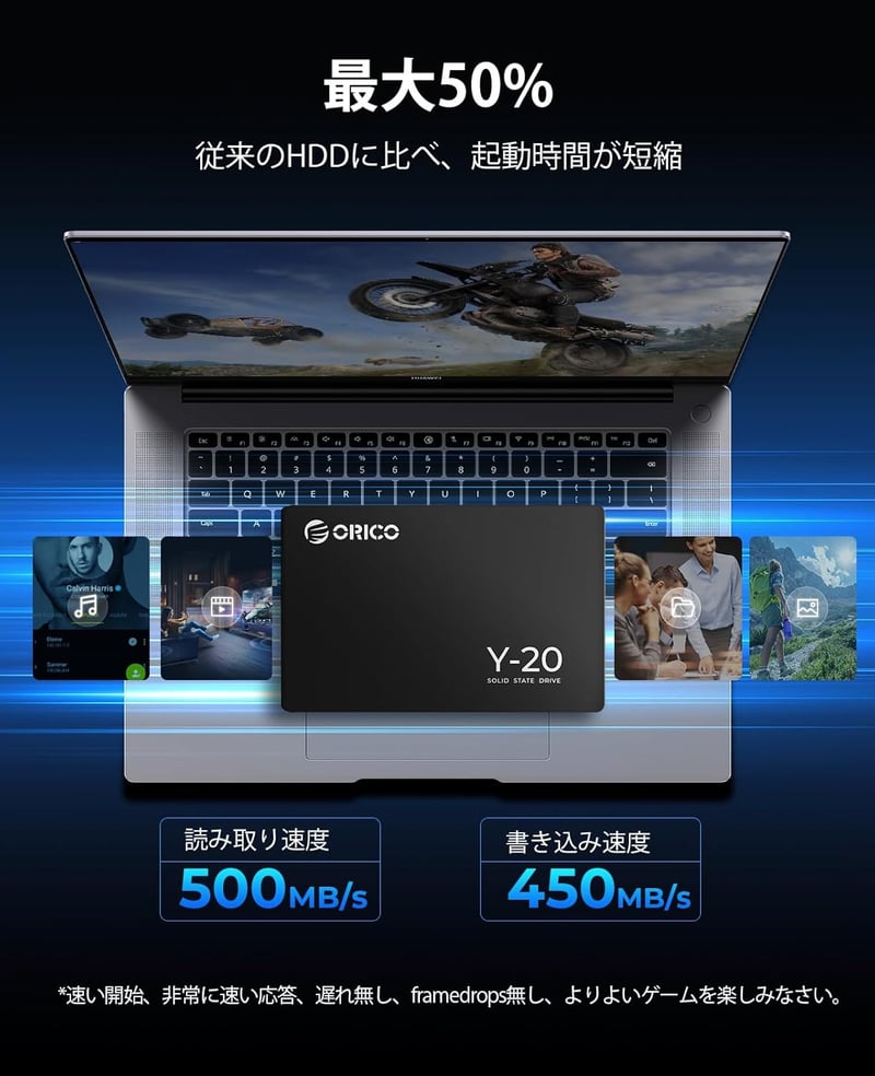 ORICO Y20 128GB 内蔵型SSD 2.5インチ 3D NAND SATAIII PS4対応 高耐久 3年保証