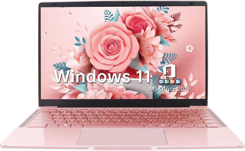 初心者向けノートパソコン【Windows 11 Pro&MS Office 2019搭載】14インチFHD/8Gメモリ/256G SSD/ワイヤレスマウス付き/ローズゴールド