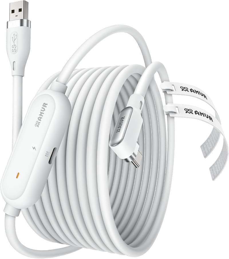 Quest3対応 5m USB 3.0 Type C L字型リンクケーブル 急速充電 & 5Gbpsデータ転送用
