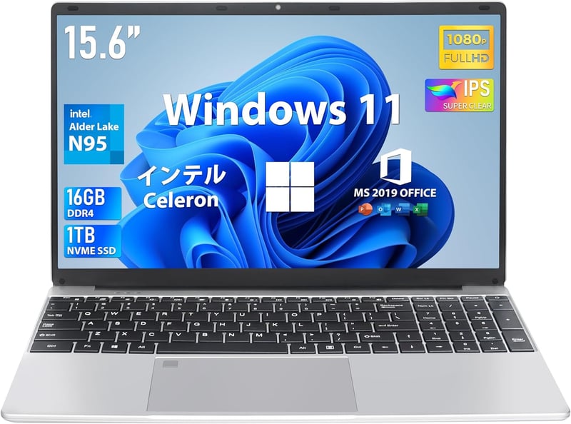15.6インチノートパソコン【Win 11・MS Office 2019搭載】第12世代Alder Lake・メモリ16GB・SSD960GB